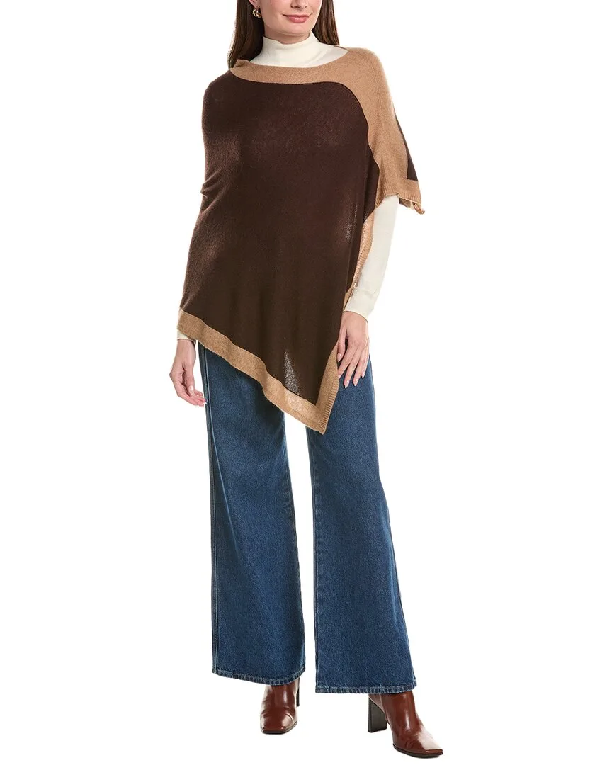 Contrast Trim 100% Cashmere Poncho by Forte