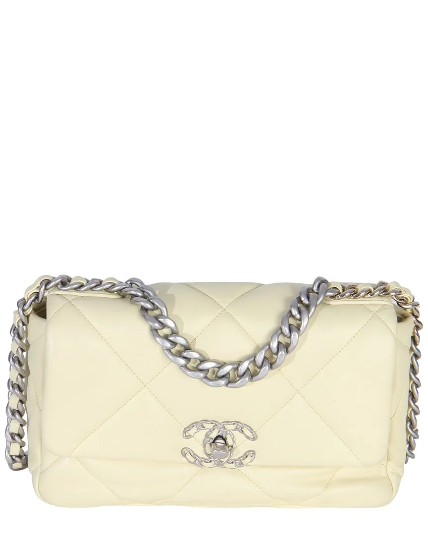 Yellow Leather Quilted Medium 19 Flap Bag (authentic Pre-Loved) by CHANEL