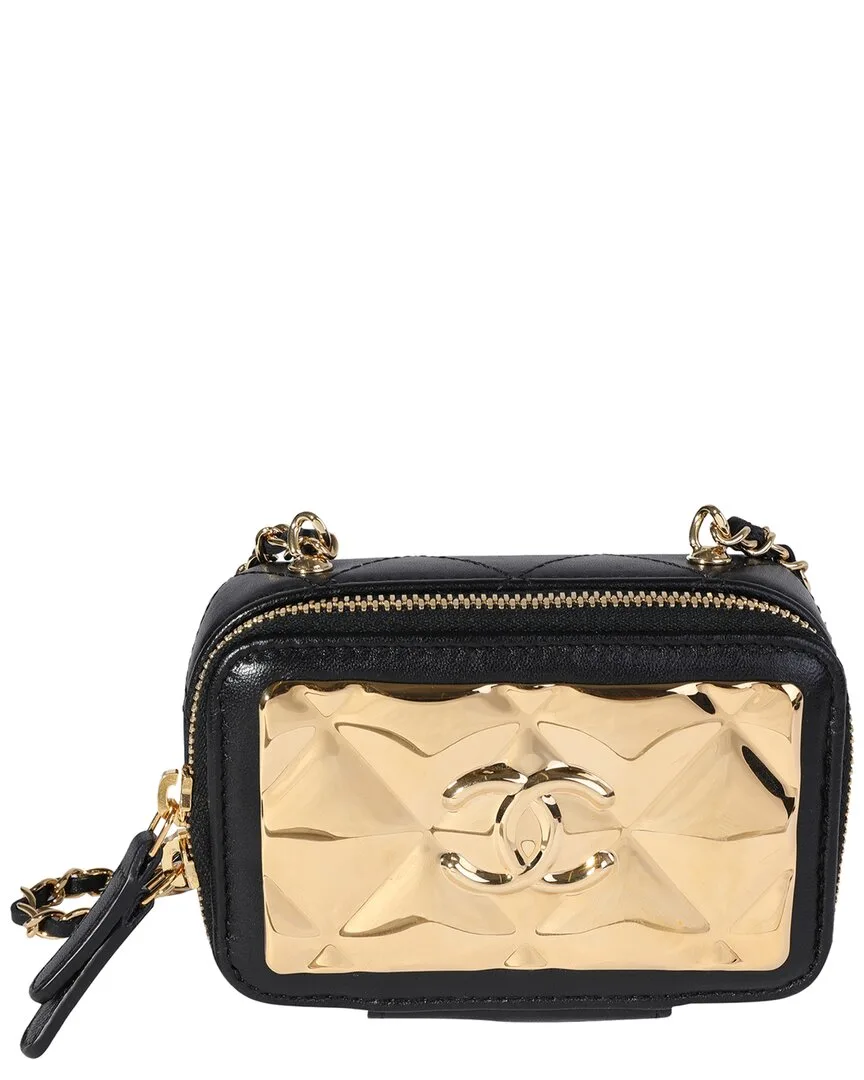 Black Lambskin Quilted Metal & Mini Vanity Bag (authentic Pre-Loved) by CHANEL