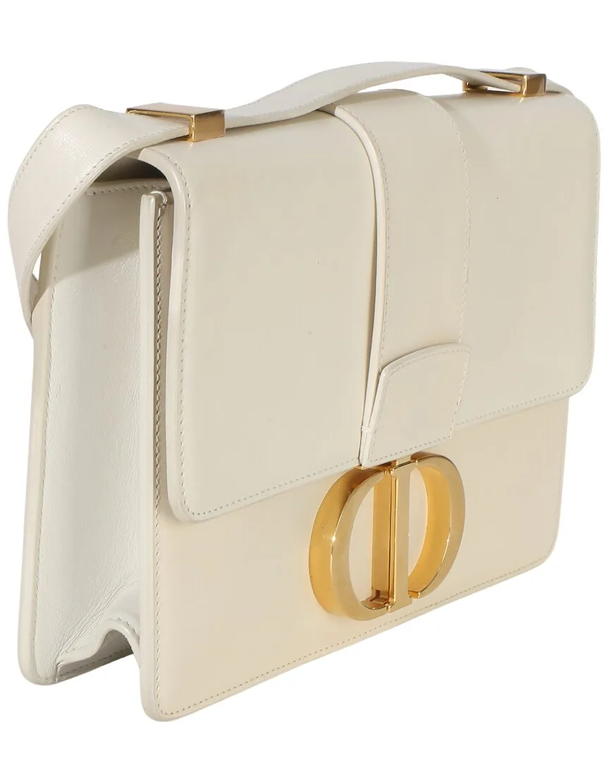 White Leather Box 30 Montaigne Flap (authentic Pre-Loved) by Dior