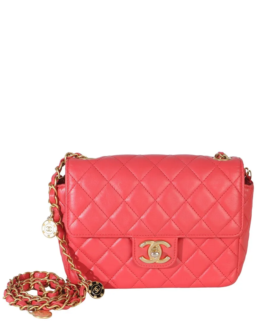 Pink Leather Quilted Coco Pins Chain Mini Flap Bag (authentic Pre-Loved) by CHANEL