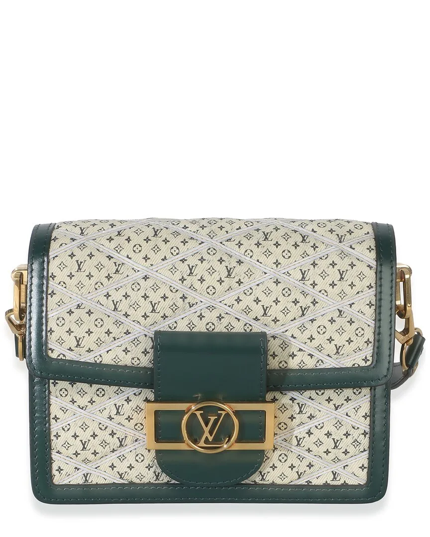 Neutral Quilted Denim Mini Dauphine (authentic Pre-Loved) by Louis Vuitton