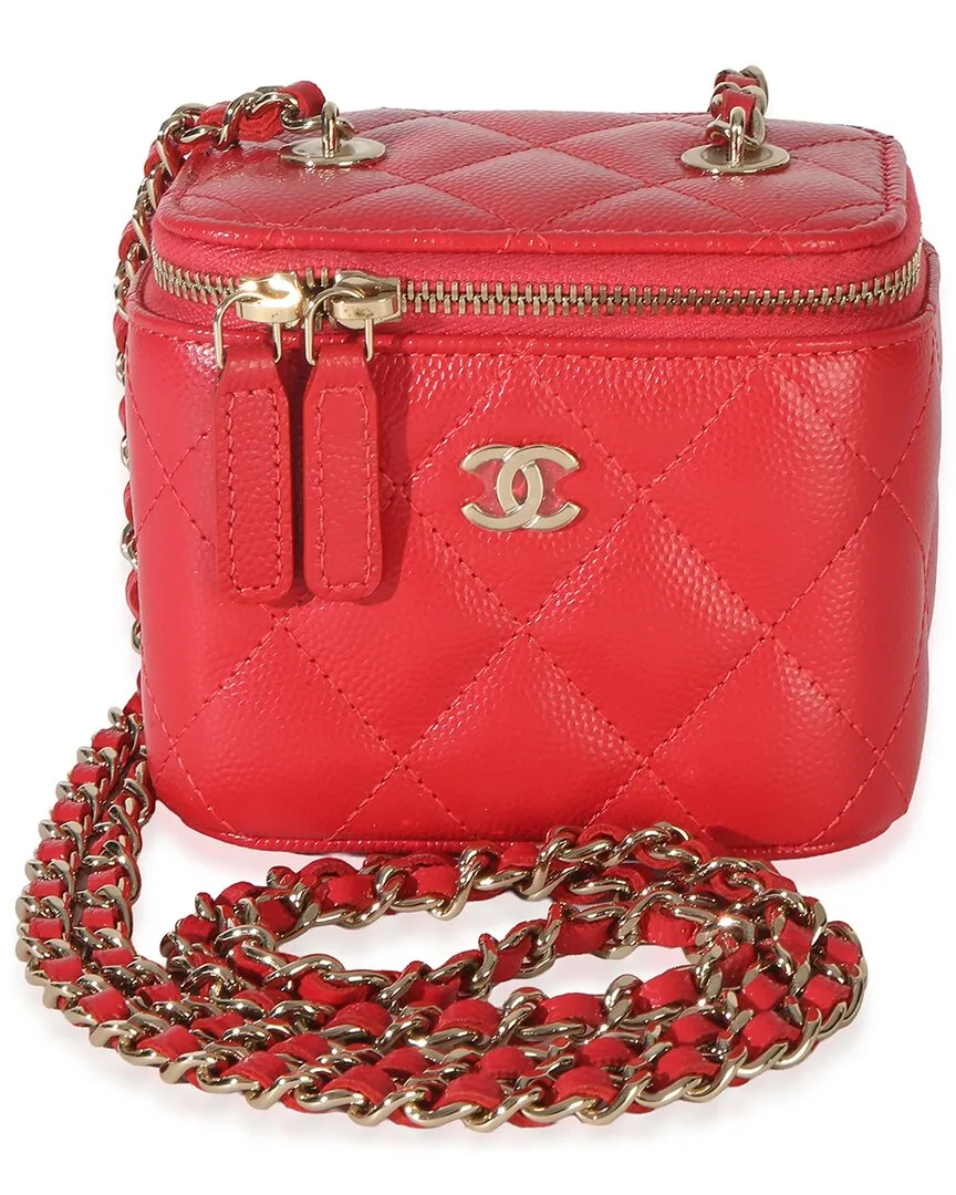 Red Quilted Caviar Leather Mini Vanity Case (authentic Pre-Loved) by CHANEL