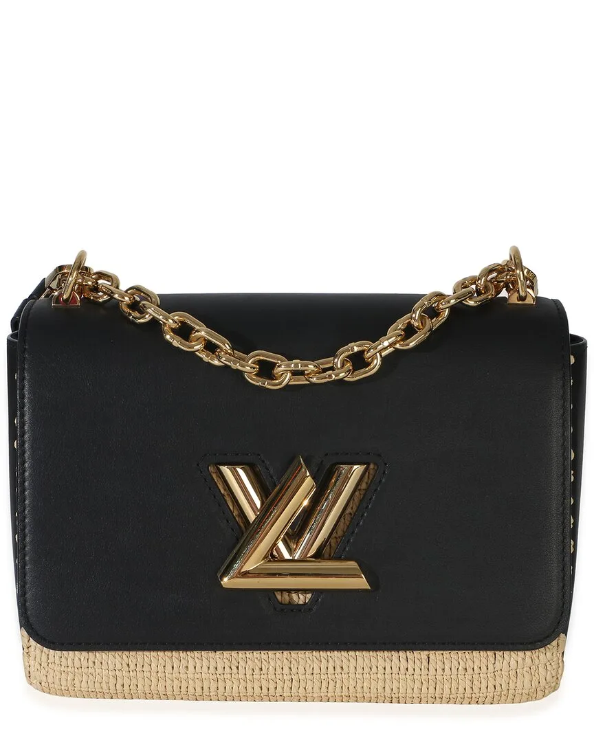 Black Calfskin & Raffia Twist mm (authentic Pre-Loved) by Louis Vuitton