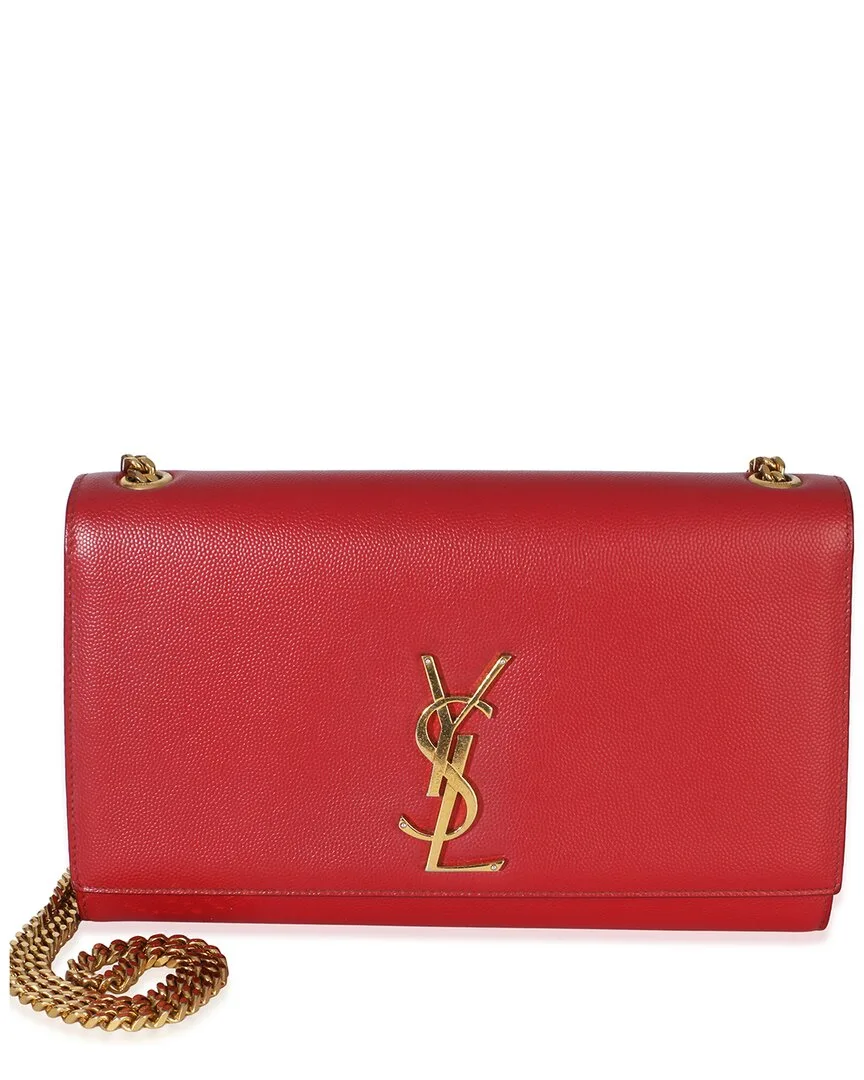 White Grain De Poudre Leather Medium Kate Chain Bag (authentic Pre-Loved) by Saint Laurent