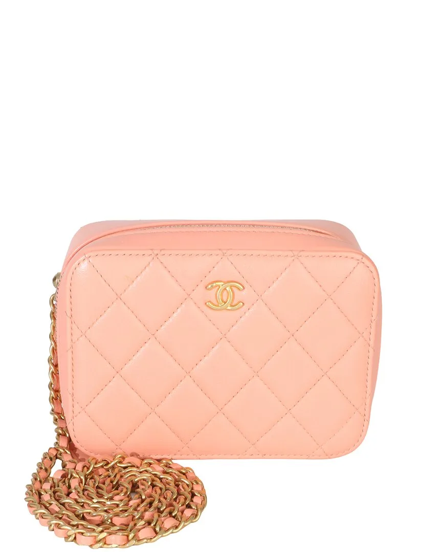 Pink Quilted Lambskin Pearl Crush Camera Vanity Case (authentic Pre-Loved) by CHANEL