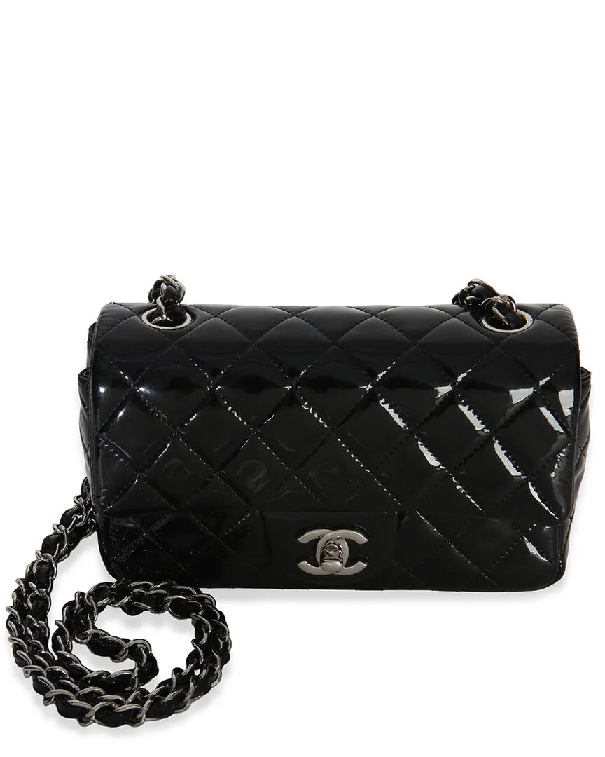 Black Quilted Patent Leather Mini Rectangular Flap Bag (authentic Pre-Loved) by CHANEL