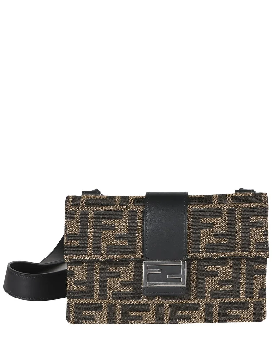 Brown Recycled Fabric Jacquard Vitello Grace Ff 1974 Baguette Belt Pouch (authentic Pre-Loved) by FENDI