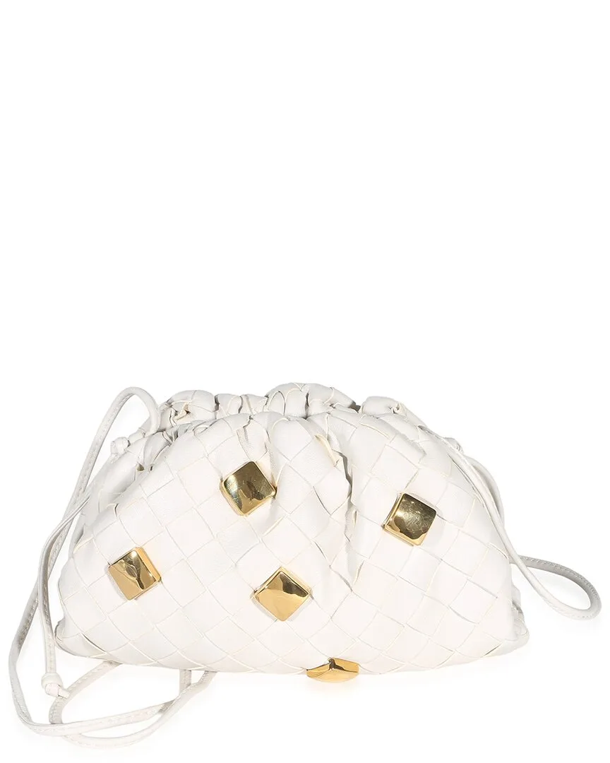 White Intrecciato Nappa Leather Studded the Mini Pouch (authentic Pre-Loved) by Bottega Veneta