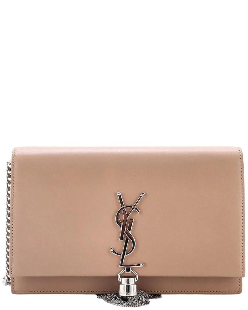 Beige Leather Classic Monogram Tassel Chain Wallet (authentic Pre-Loved) by Saint Laurent