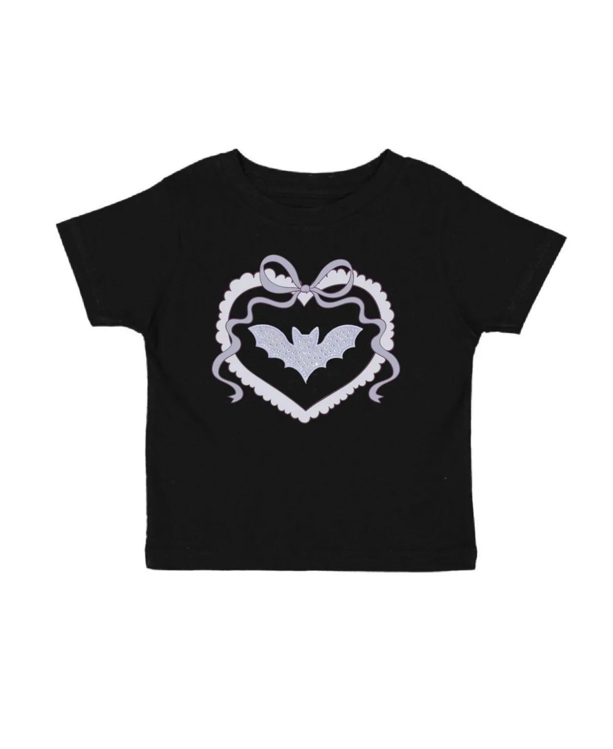 Rhinestone Bat Patch Halloween Short Sleeve T-Shirt by Sweet Wink
