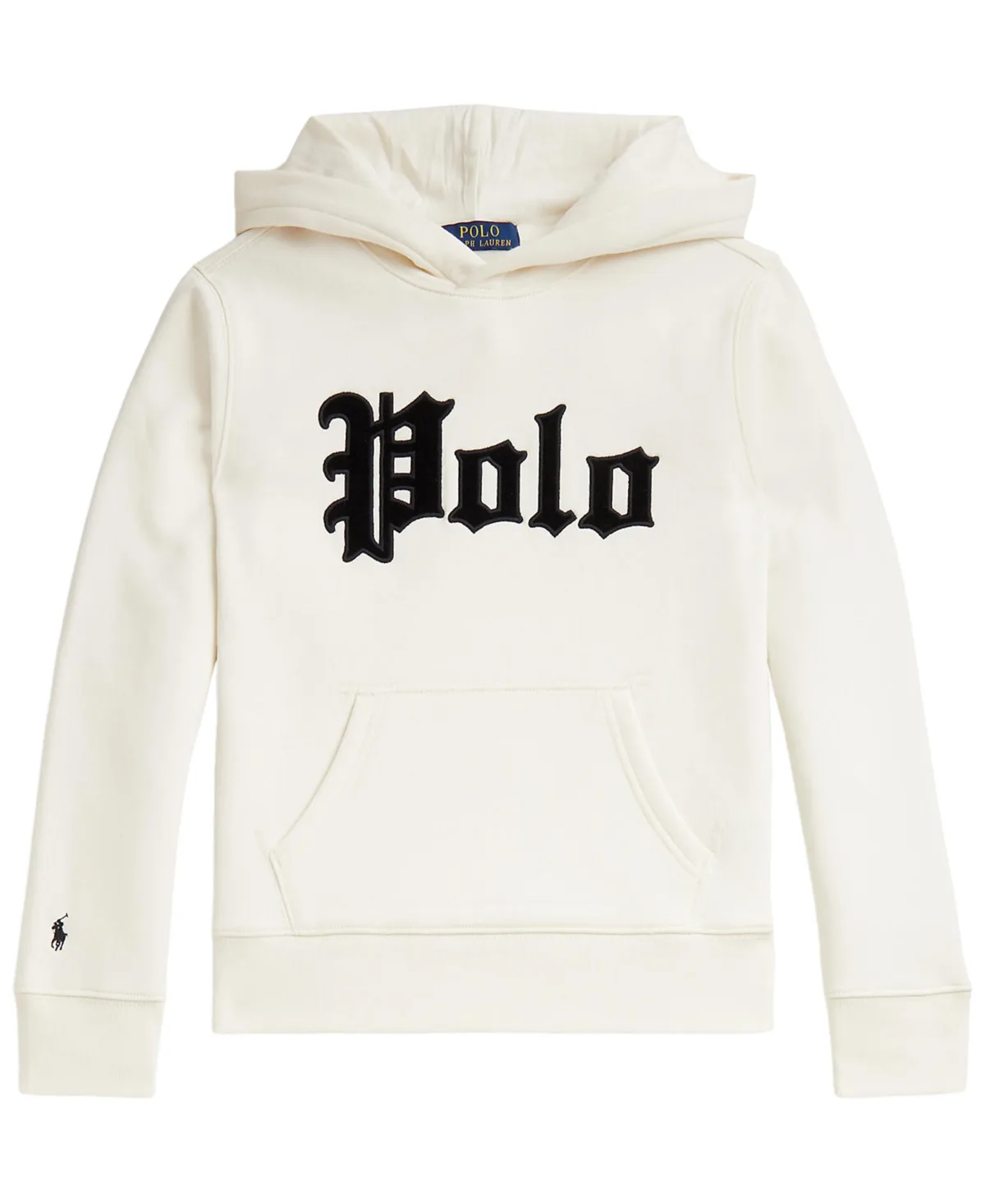 Velvet-Logo Kangaroo-Pocket Fleece Hoodie by Polo Ralph Lauren