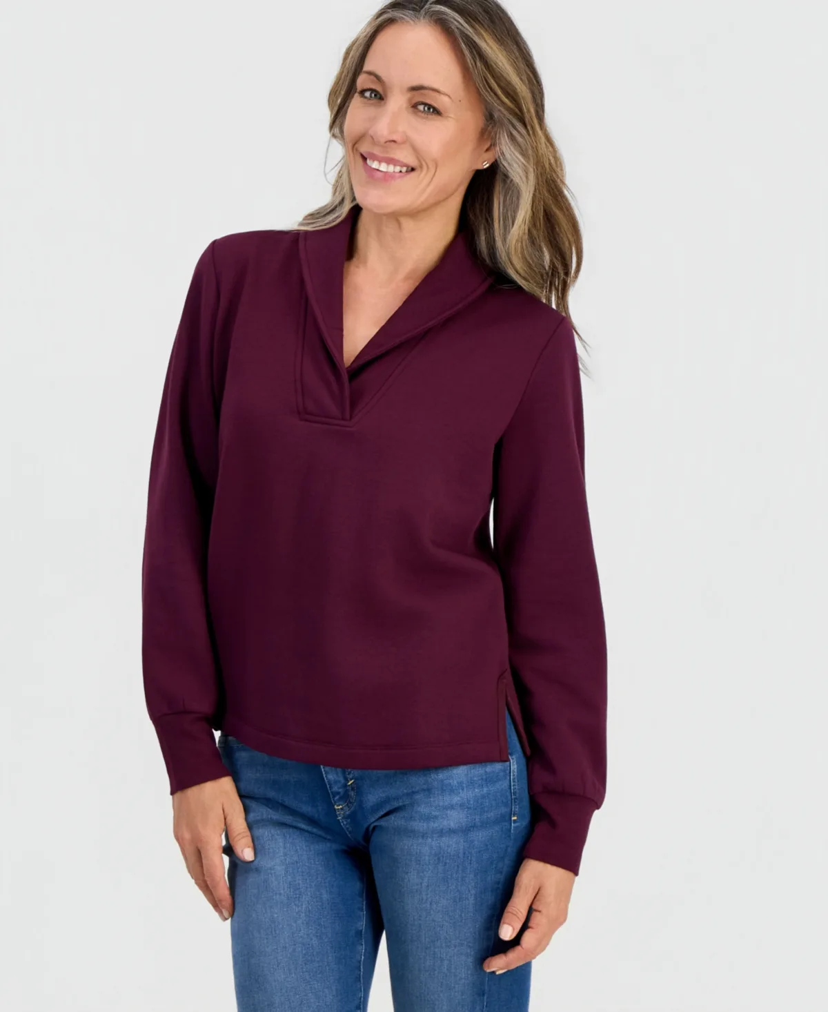 LuxLounge Shawl Collar Long-Sleeve Pullover by Style & Co
