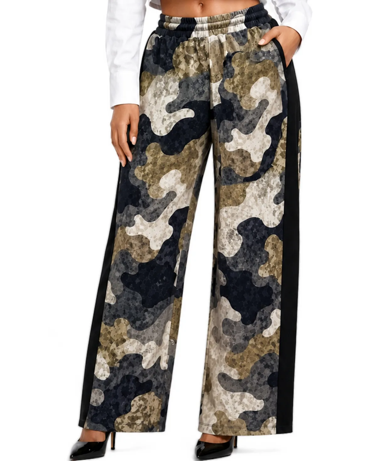 Wide Leg Camo Pants by Dai Moda