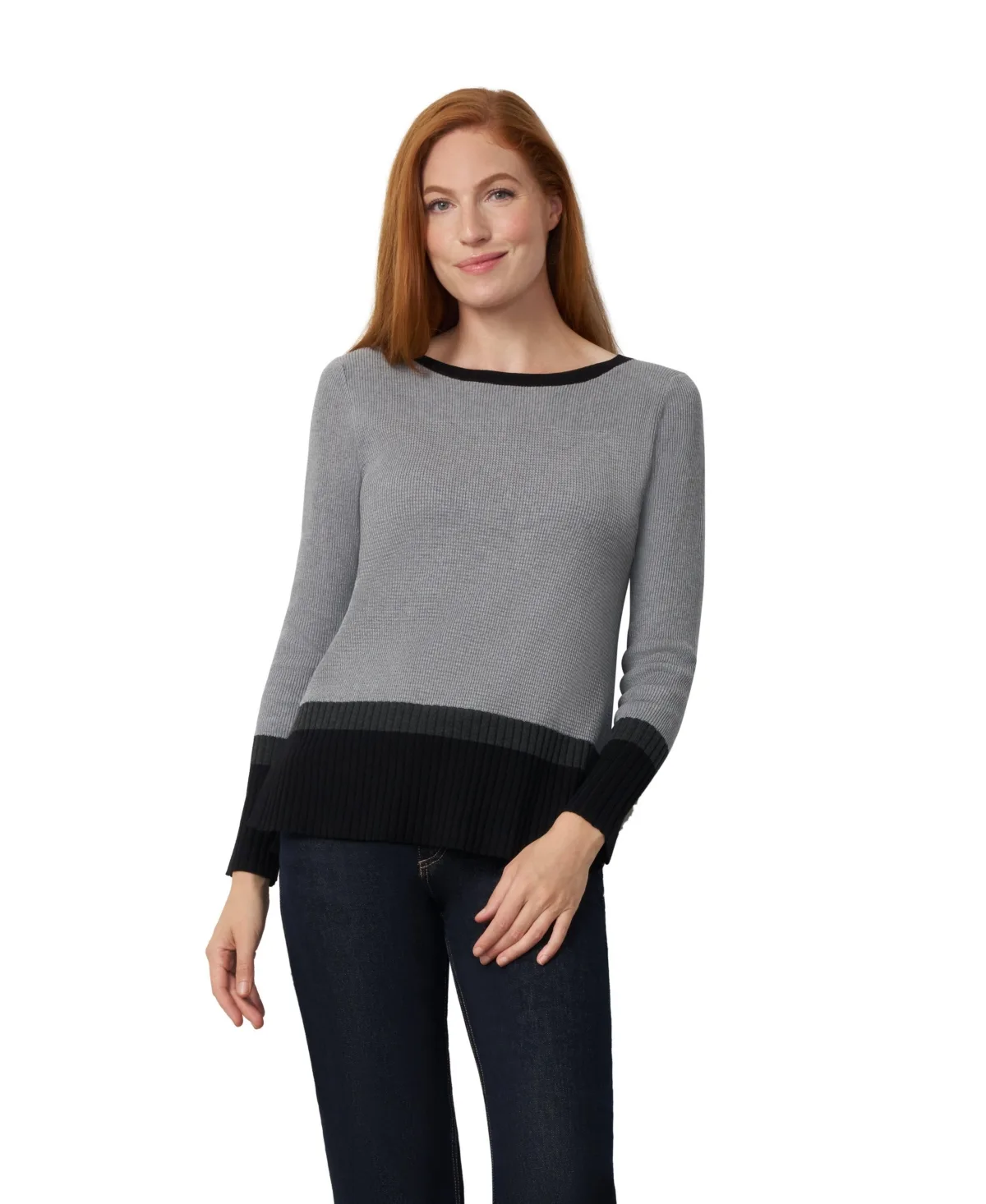 Boat Neck Long-Sleeve Textured-Knit Tunic Sweater by Cable & Gauge