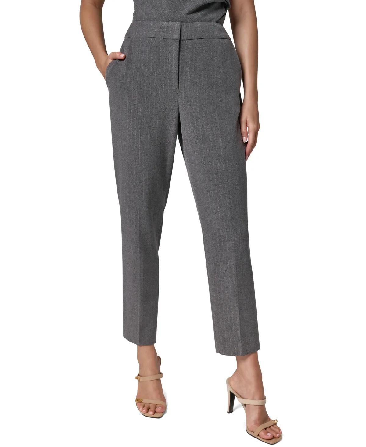 Pinstripe Slim Ankle Pants by Donna Karan New York