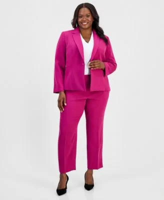 Notched Collar One Button Blazer Straight Leg Pants by Kasper