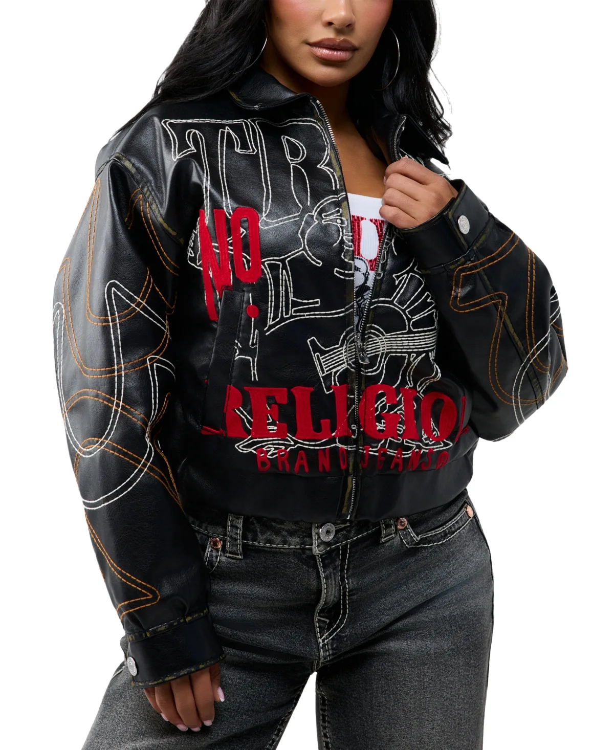 Faux Leather Oversized Y2K Jacket by True Religion