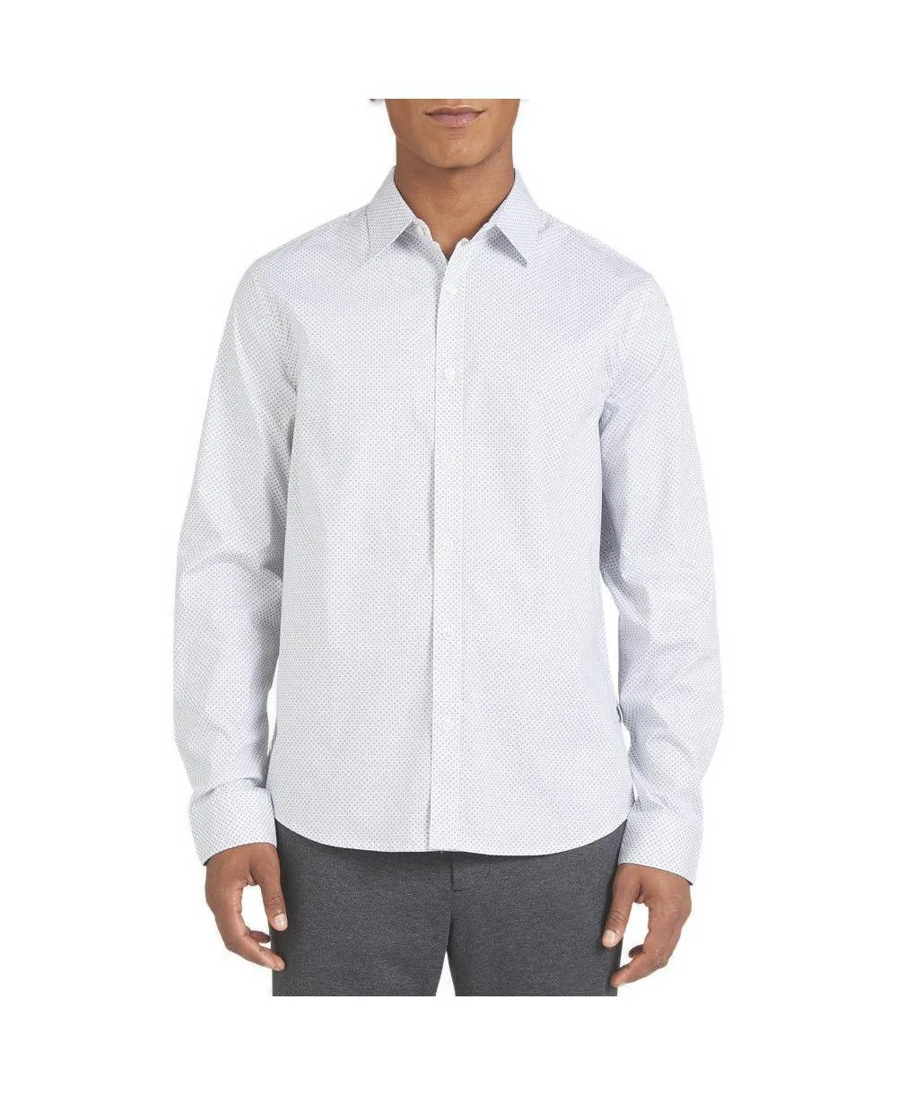 Tate Printed Stretch Point Collar Long-Sleeve Shirt