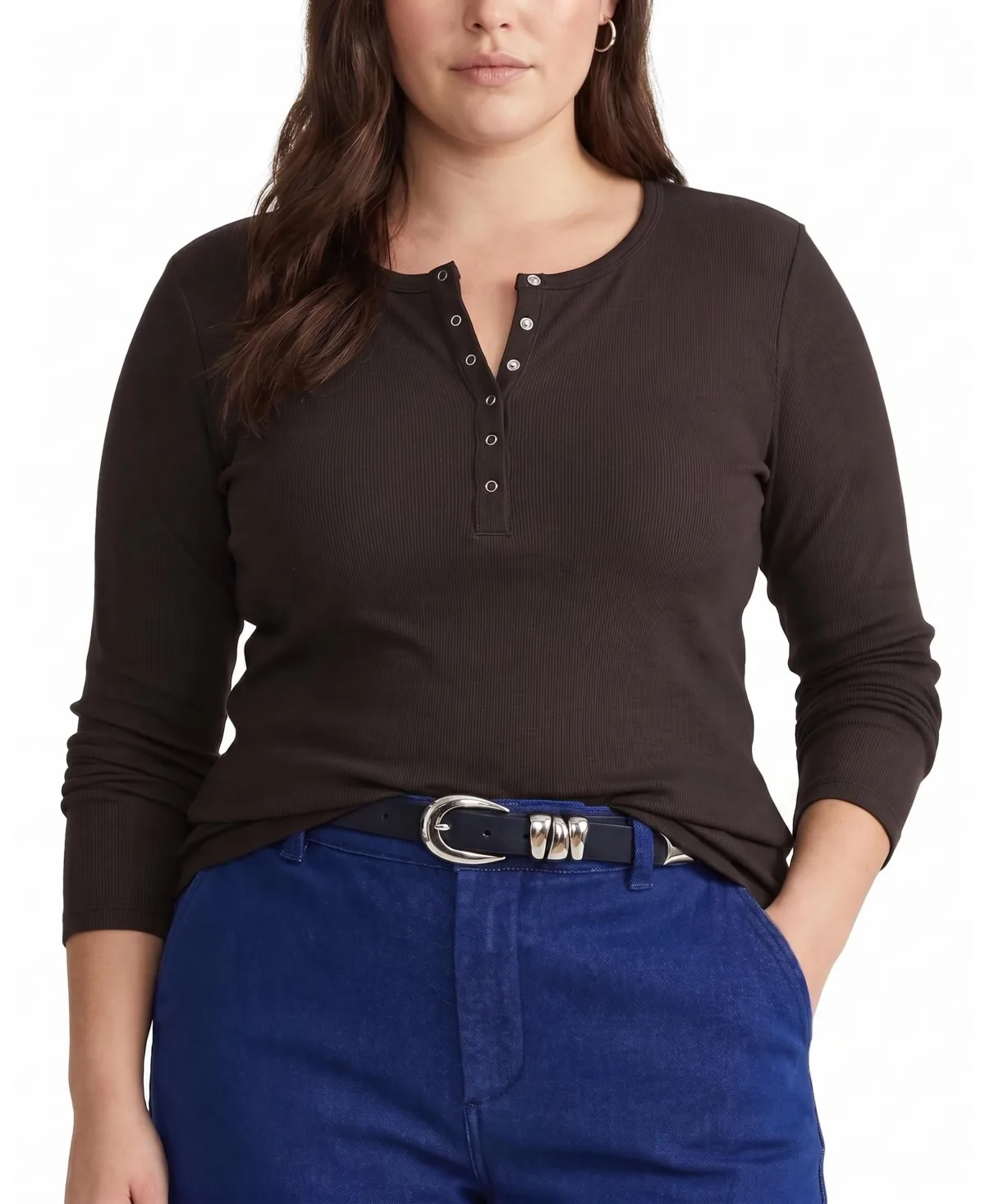 Henley Long-Sleeve Ribbed Tee by Universal Standard