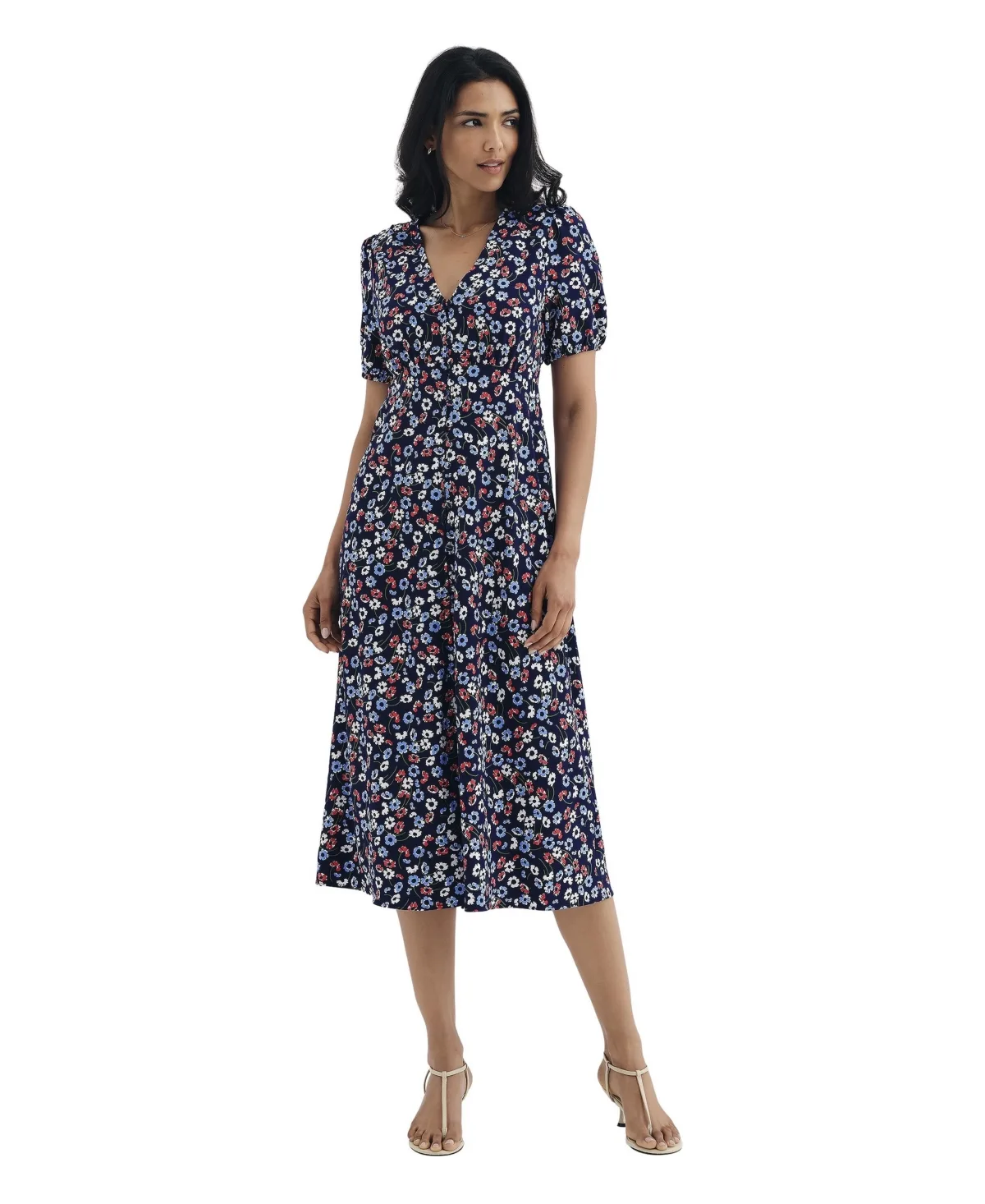 Robyn Empire Waist A-Line Puff Sleeve Midi Dress