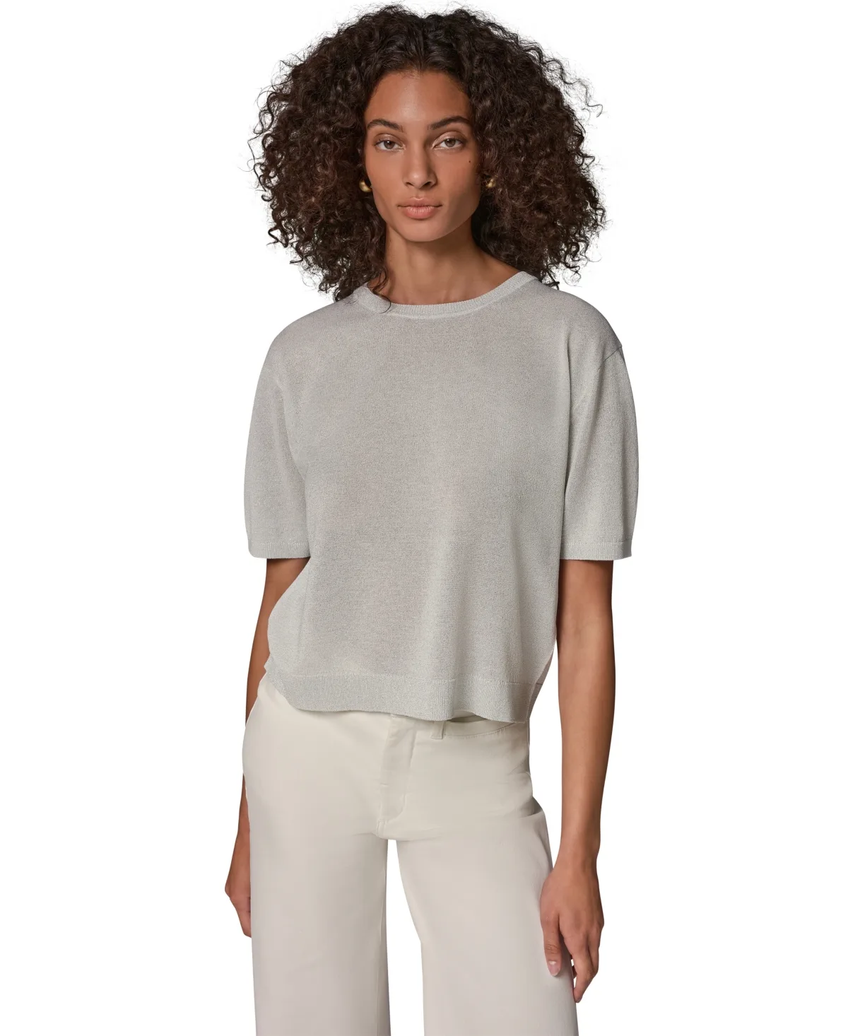 Oversized Elbow-Length Fine-Gauge Knit Crewneck Sweater by Donna Karan Weekend