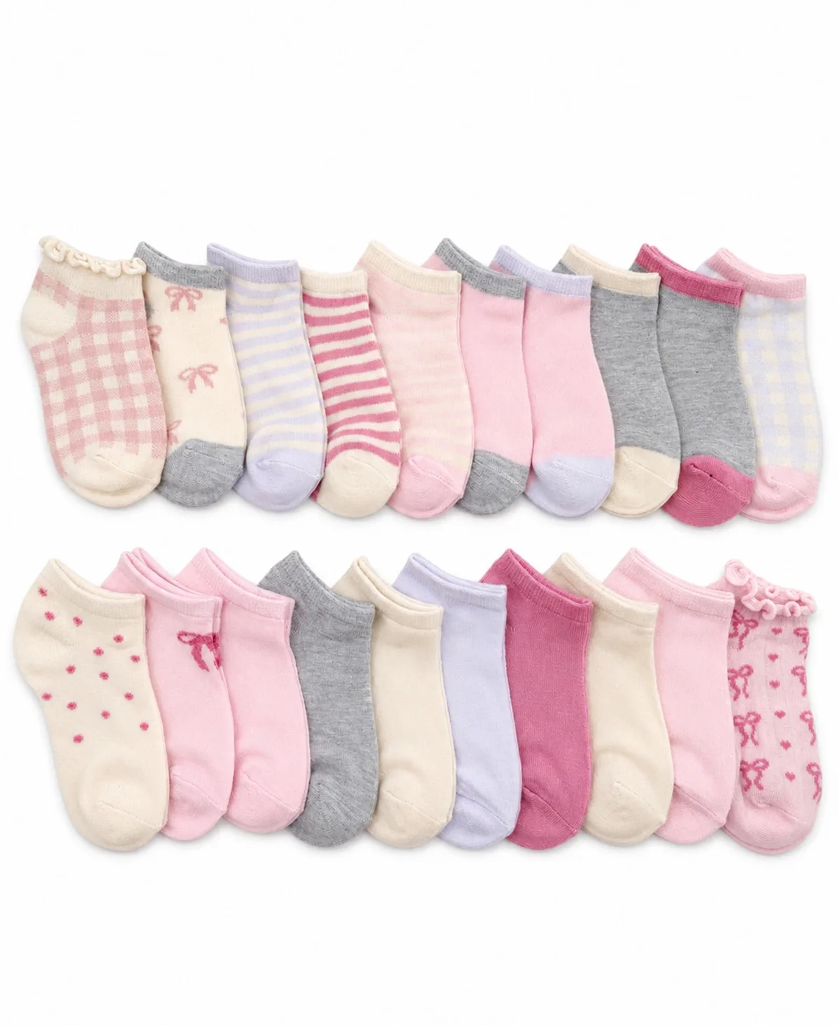 Bows Graphic No Show Socks, 20-Pack by Rainbow
