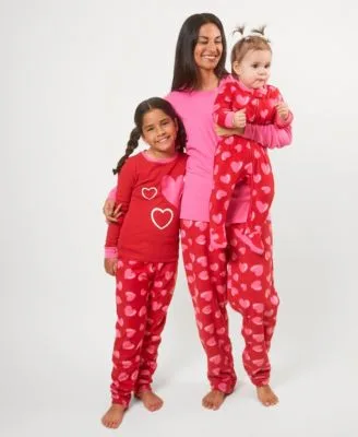 Mommy Me Matching Cotton Top Fleece Pants Pajamas by Leveret