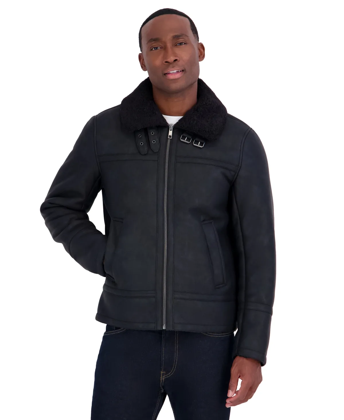 Faux Shearling Moto Jacket by Calvin Klein