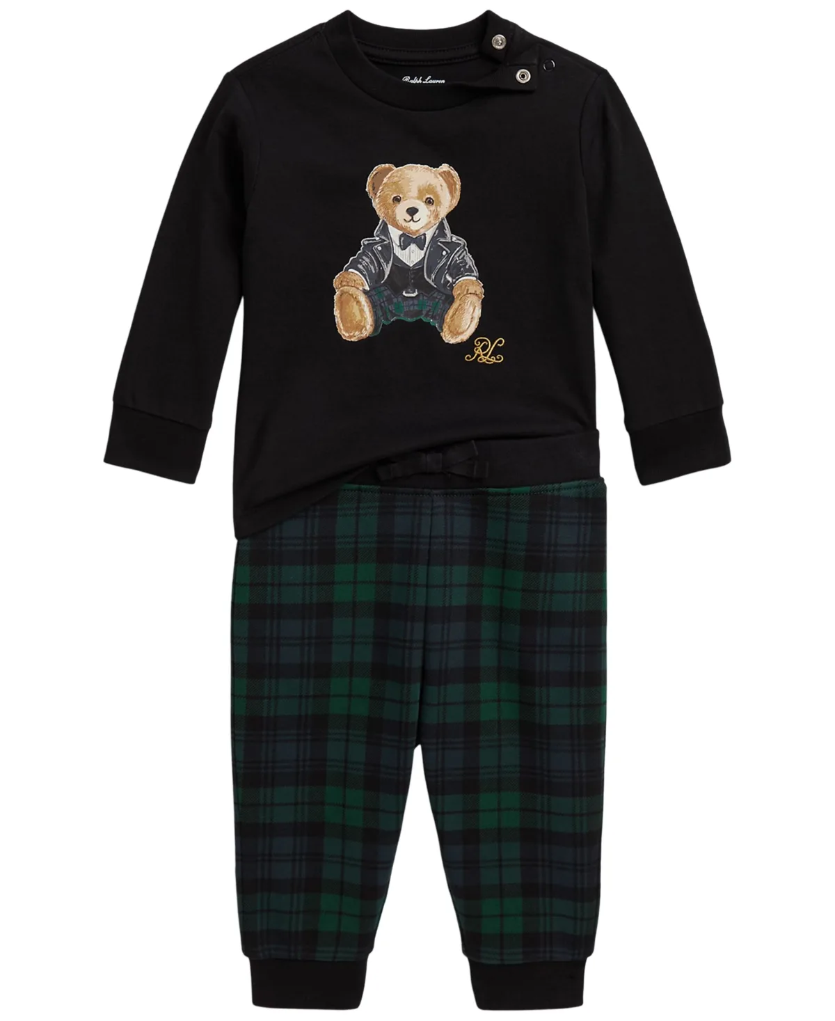 Bear Sweatshirt and Plaid Fleece Pants, 2-Piece Set by Polo Ralph Lauren