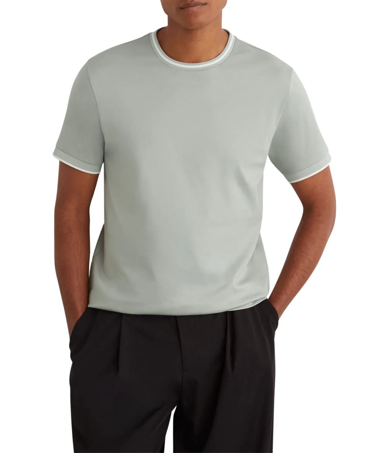 Ainsley Cotton Tailored-Fit Contrast-Tipping T-Shirt by Reiss