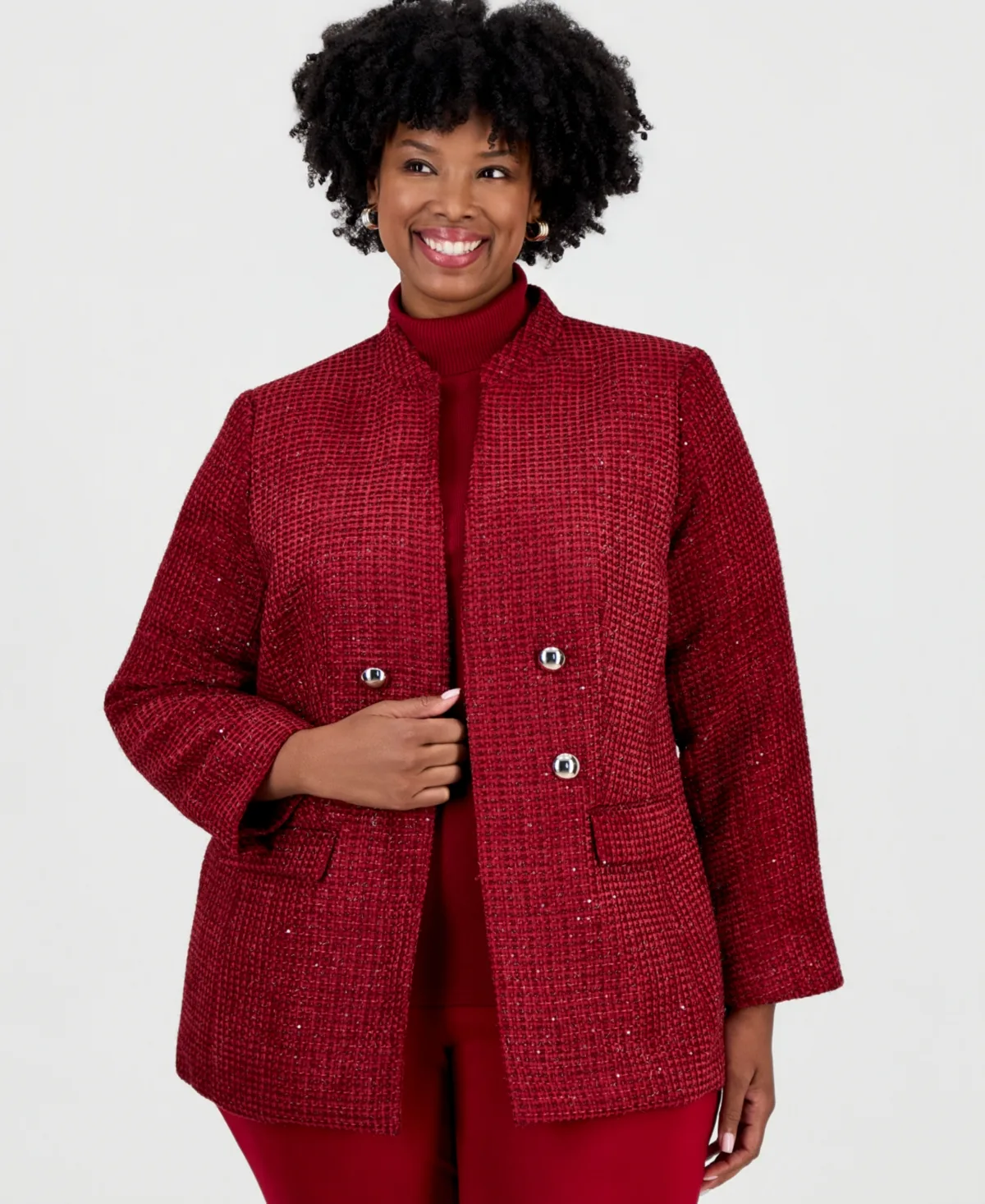 Double-Breasted Shoulder-Padded Jacket by Anne Klein