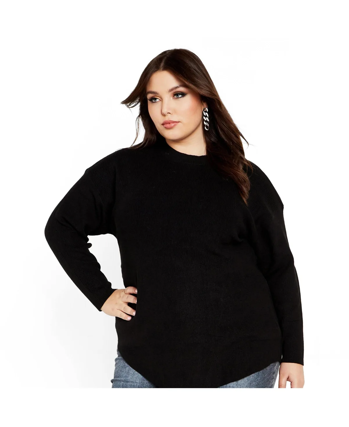 Madison Asymmetrical Hemline Relaxed Fit Sweater by City Chic