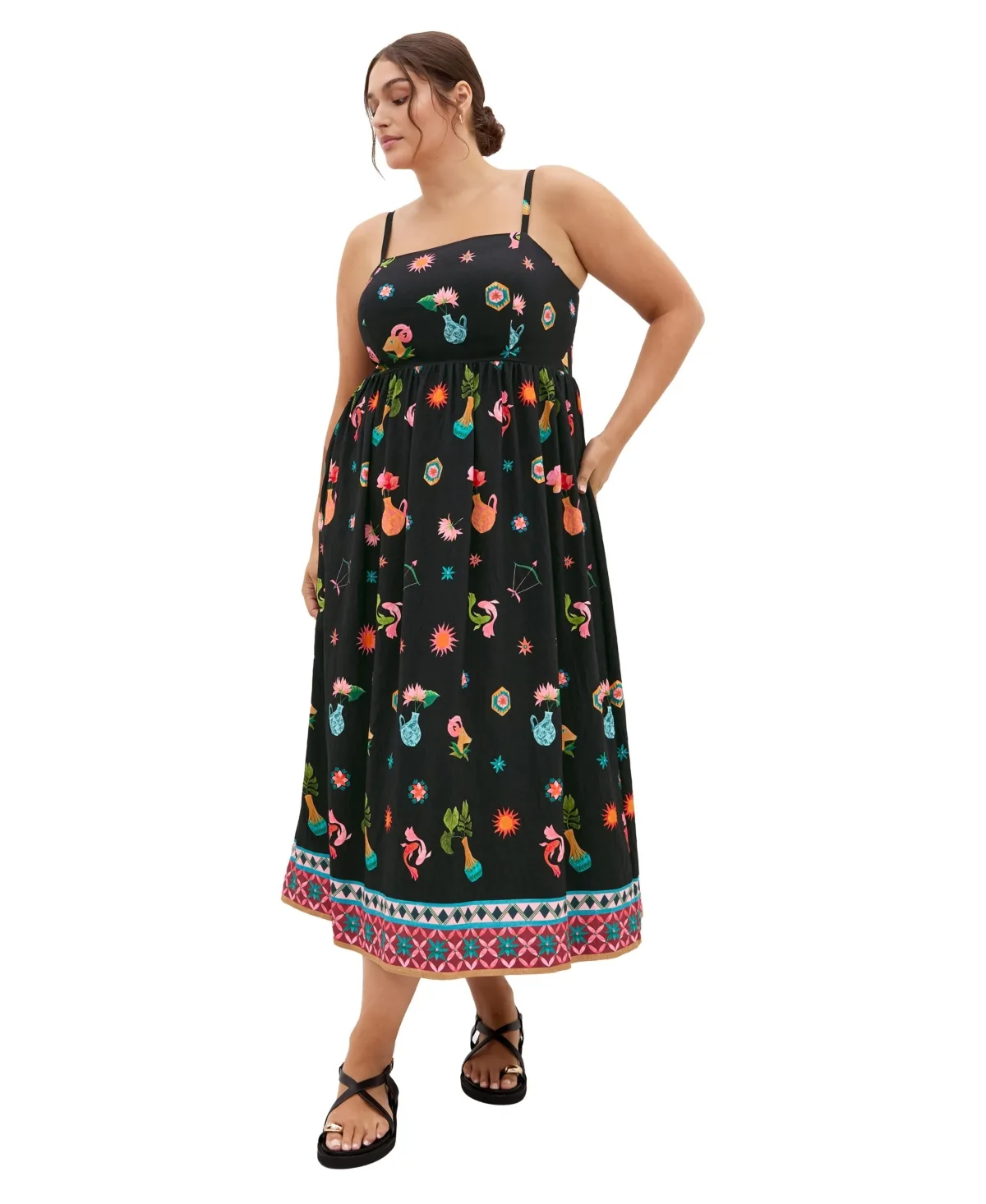 Layla Square Neck A-Line Midi Dress by City Chic