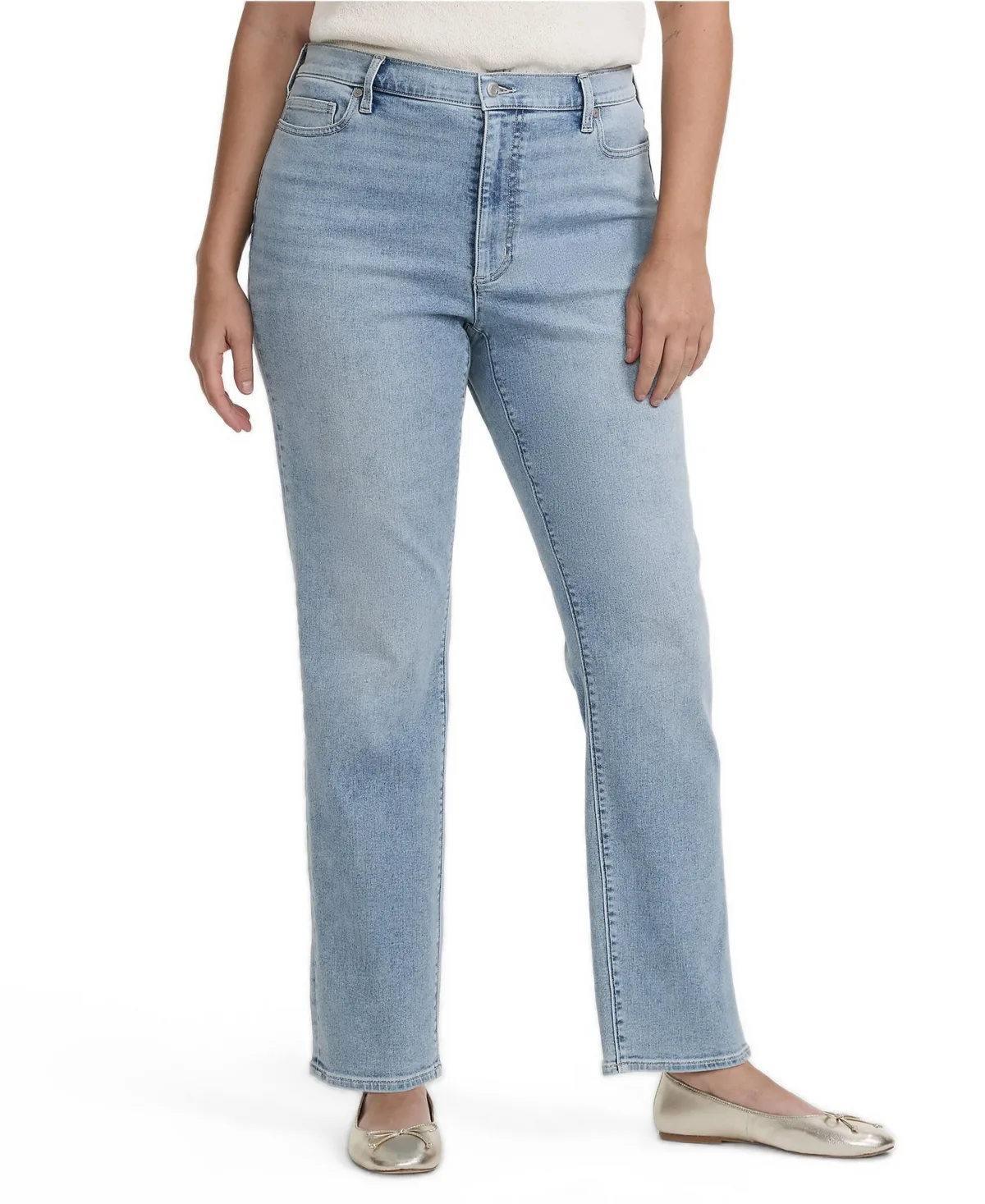 Recover High Rise Straight Leg Blue Jeans by Lands' End