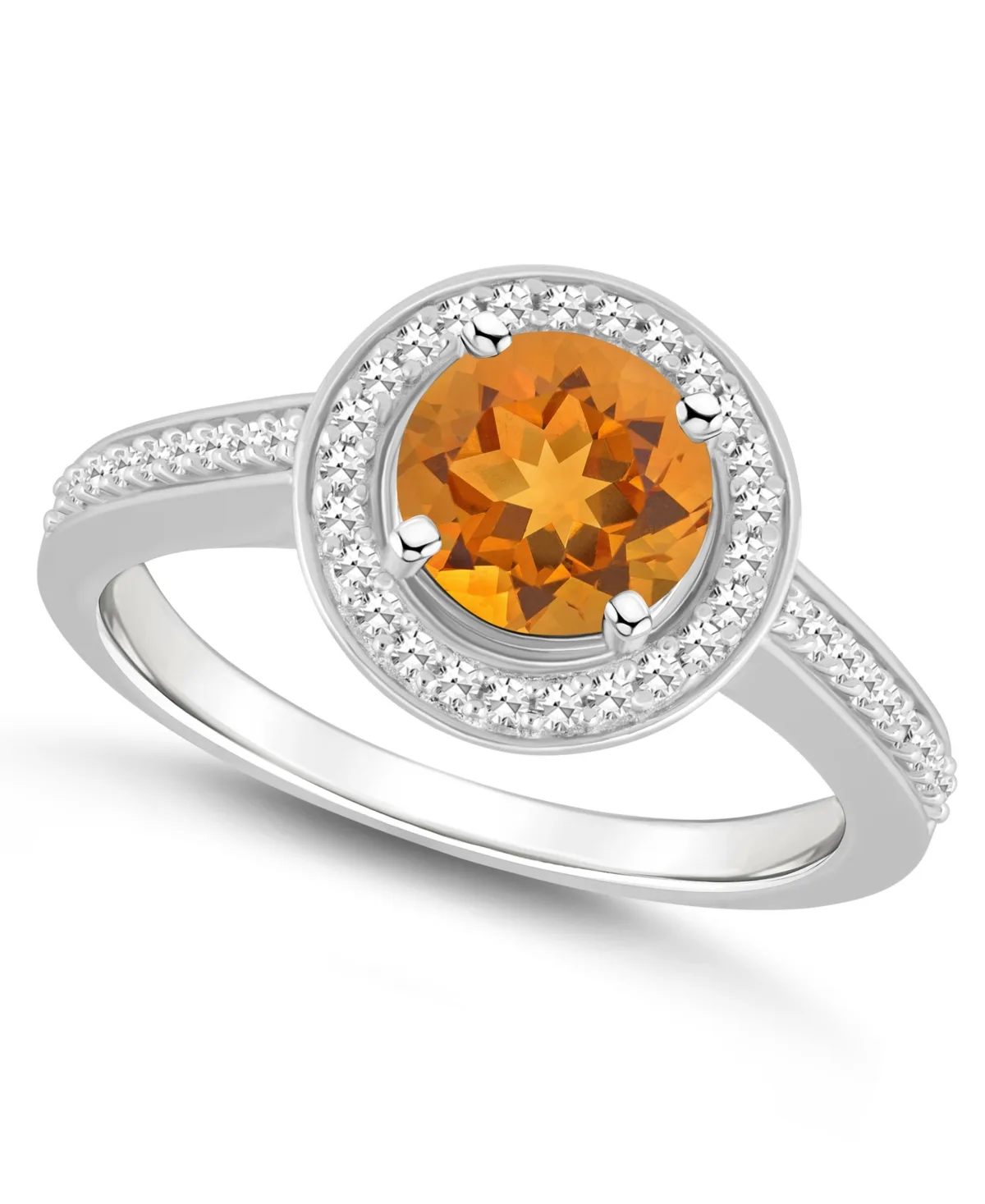 (1-1/4 ct. t.w.) and Diamond (1/5 ct. t.w.) Halo Ring in Sterling Silver by Macy's
