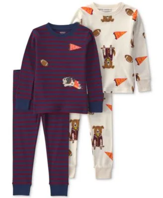Dog Striped Cotton Snug Fit Pajama 4 Piece Set by Carter's