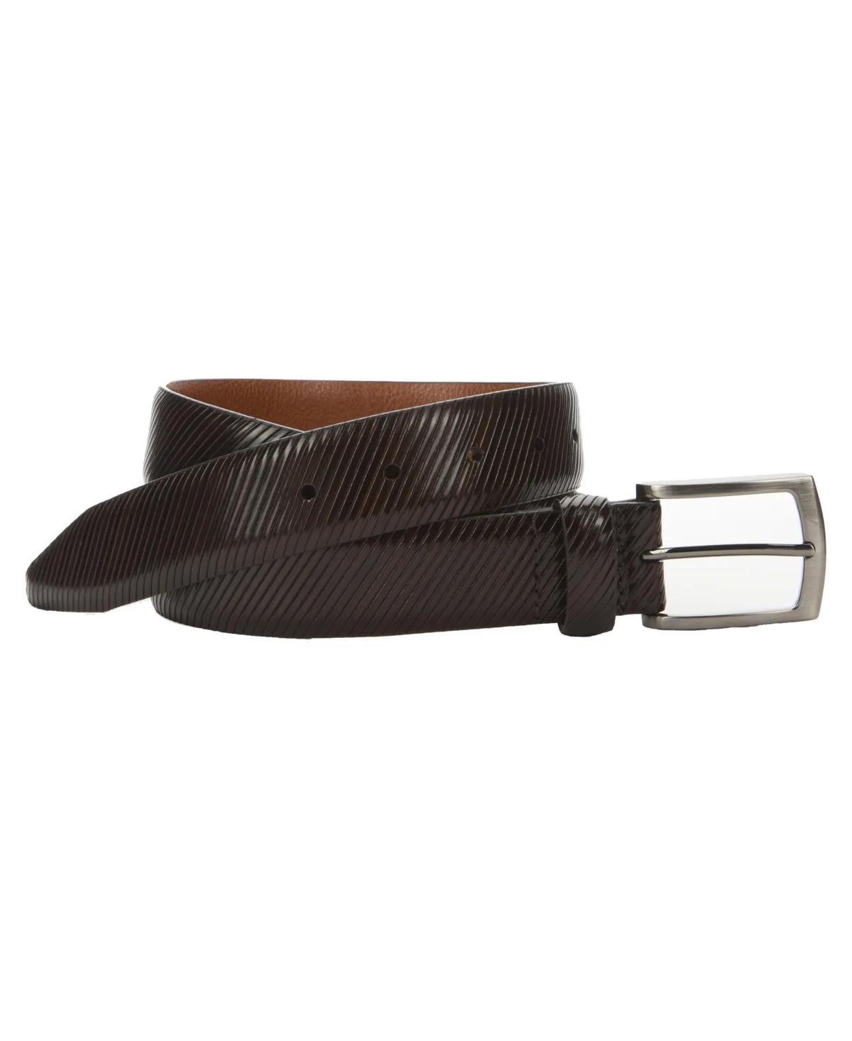 Diagonal Etched Leather Belt by Johnston & Murphy