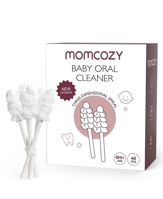 Ages 0-36 Months Disposable 3D Wavy Brush Head Tongue Cleaners, 40-Piece Set by Momcozy