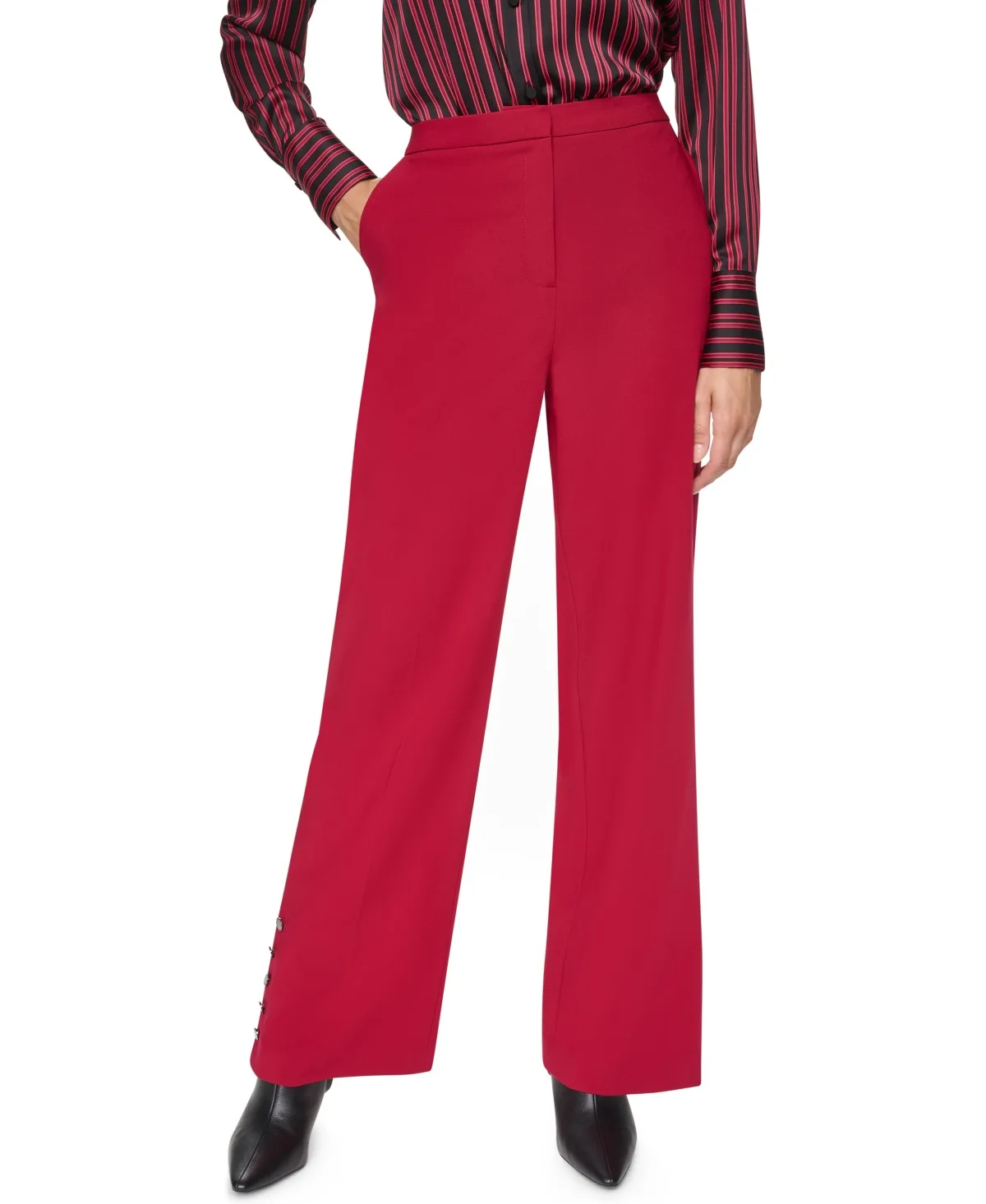 Foundation Trop Wide-Leg Button-Detail Trousers by DKNY