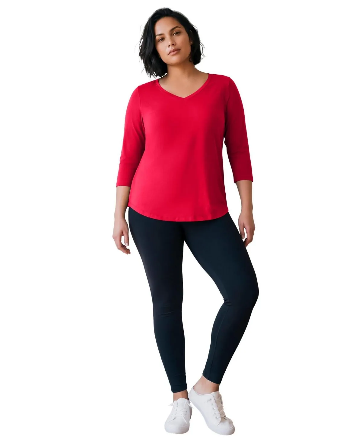 Signature 3/4-Sleeve V-Neck T-Shirt by Avenue
