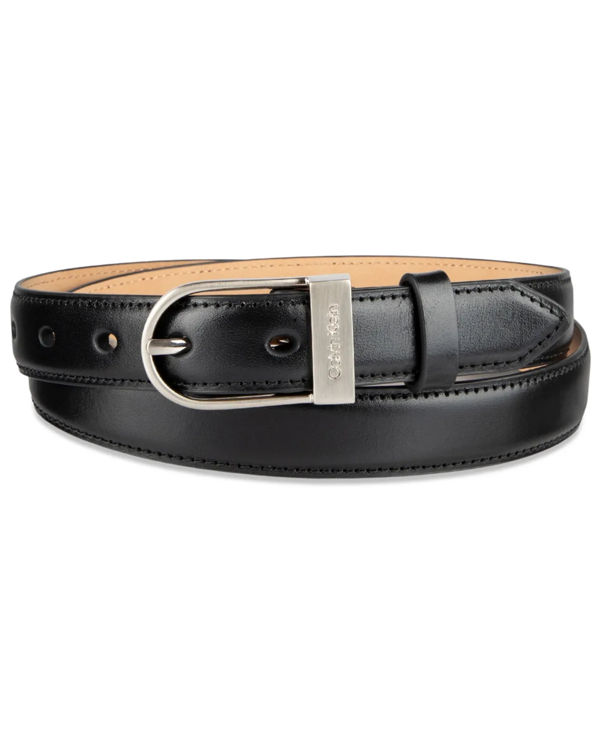 Engraved Center Bar Buckle Dress Belt