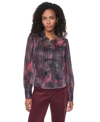 Puff Sleeve Button Front Blouse by DKNY