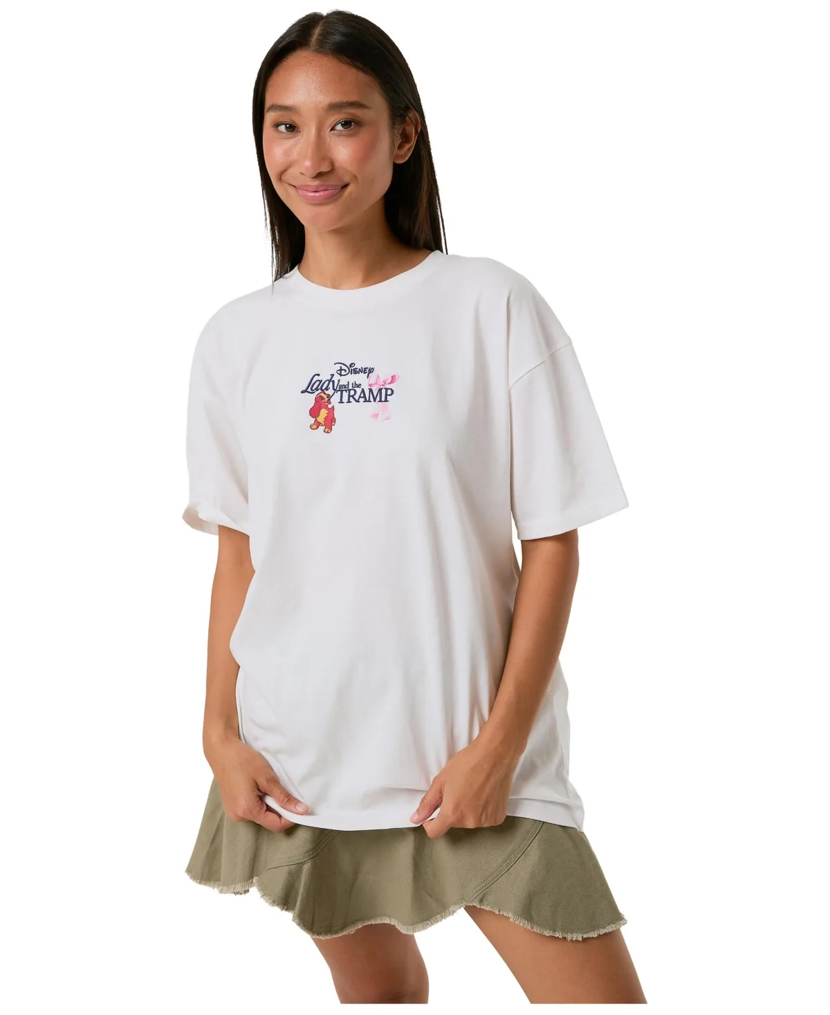 Disney Lady and the Tramp Poster Oversized Graphic T-Shirt by Skinnydip London