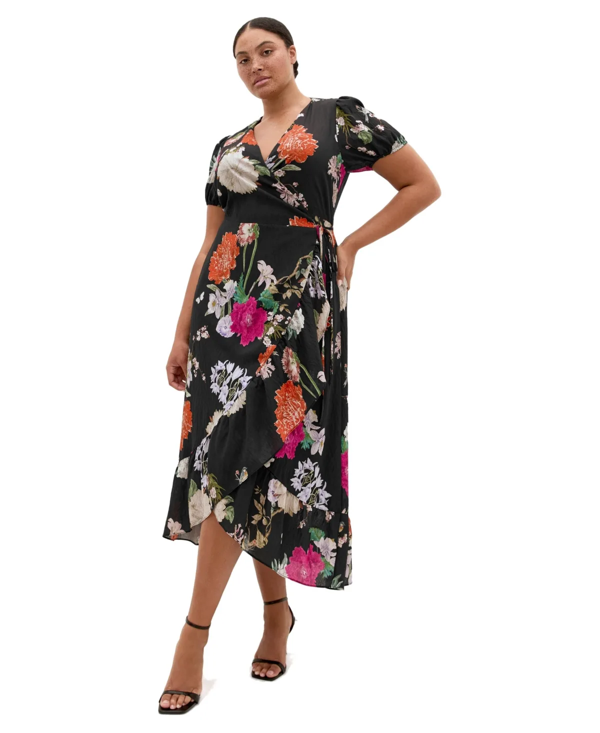 Belle Floral-Print V-Neck Short-Sleeve Wrap Dress