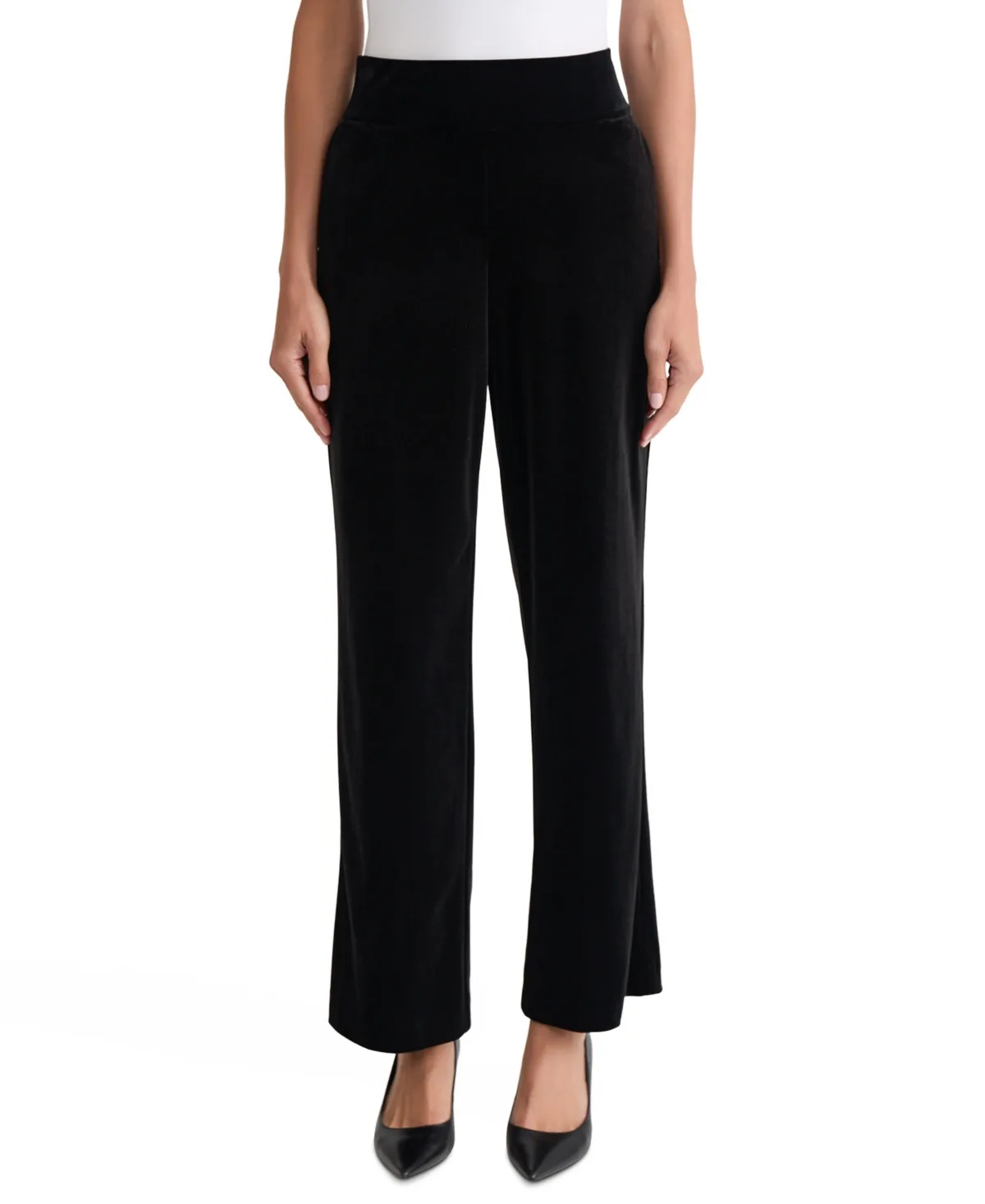 High-Rise Wide-Leg Velour Pants by Jones New York
