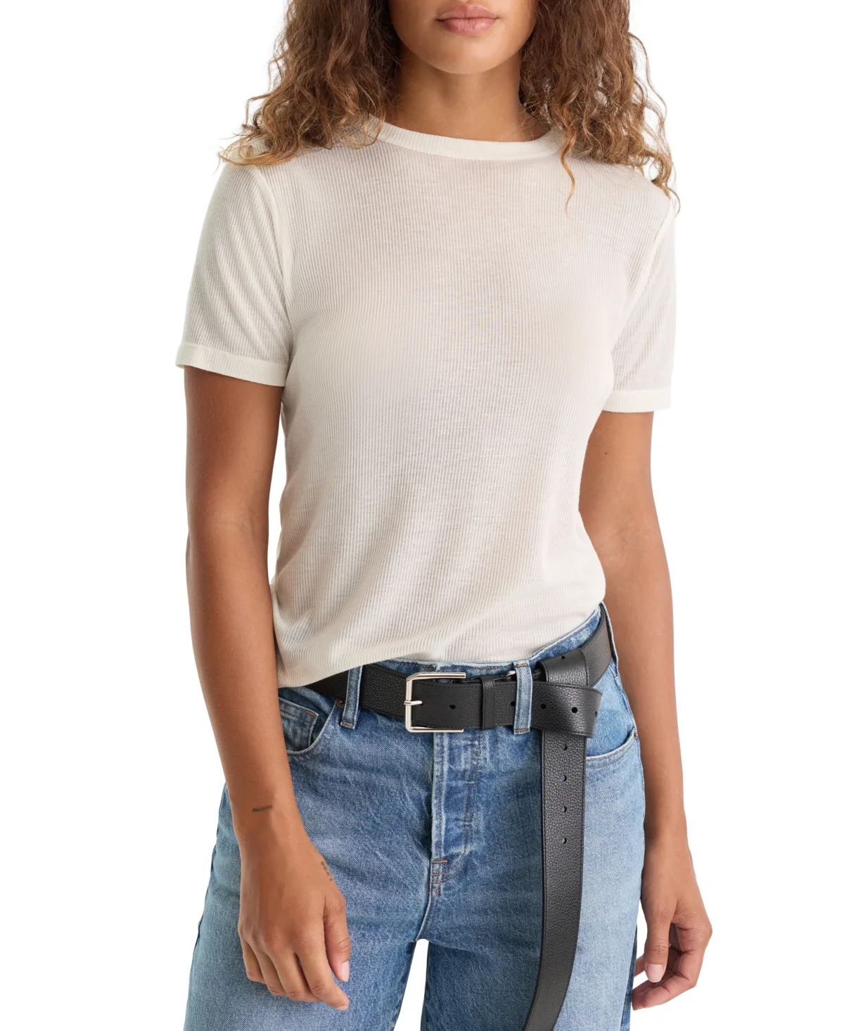 Sheer Ribbed T-Shirt by GOOD AMERICAN