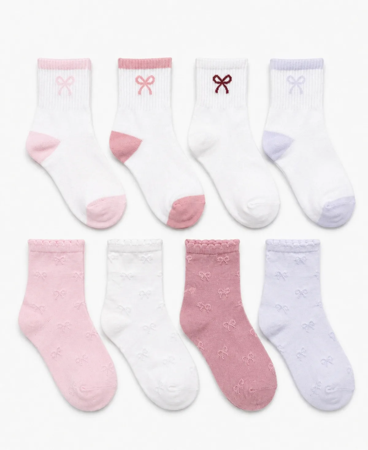 Bows Crew Socks, 8-Pack by Rainbow