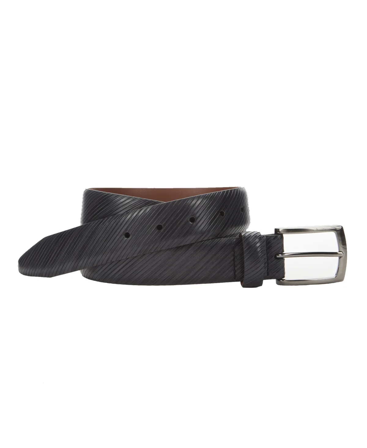 Diagonal Etched Leather Belt