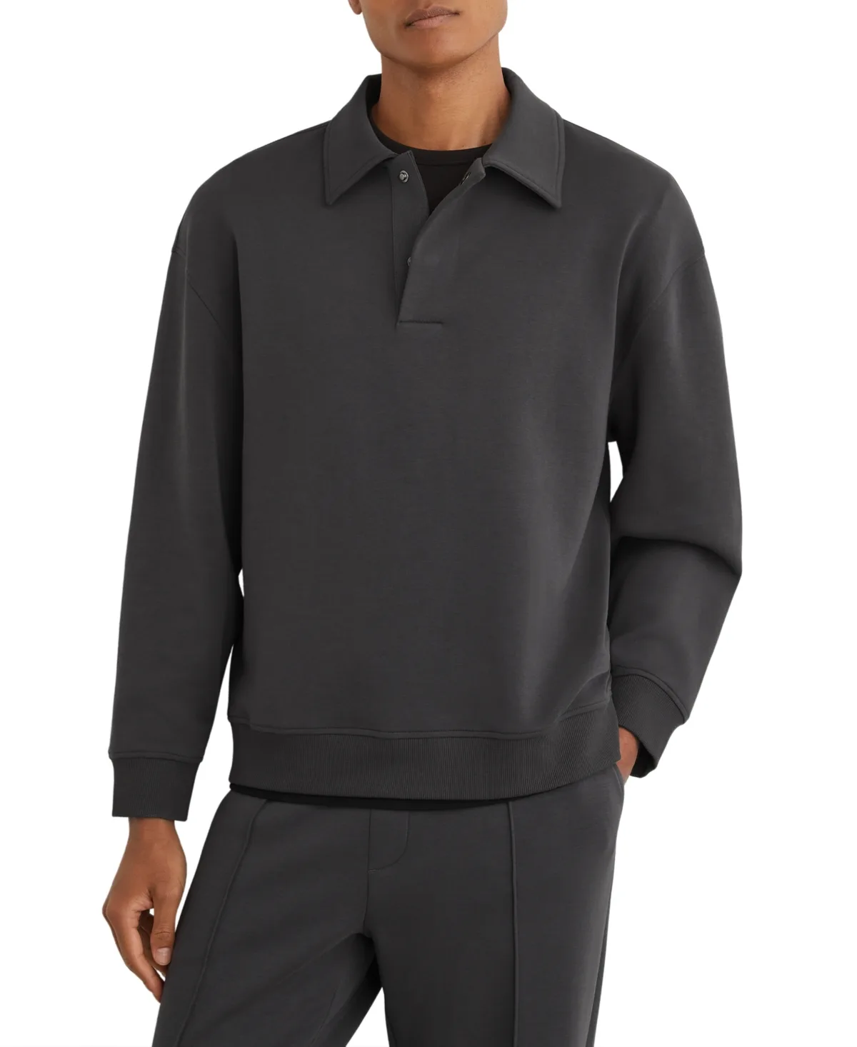 Brooks Relaxed-Fit Stretch Cotton-Modal Blend Polo Sweatshirt